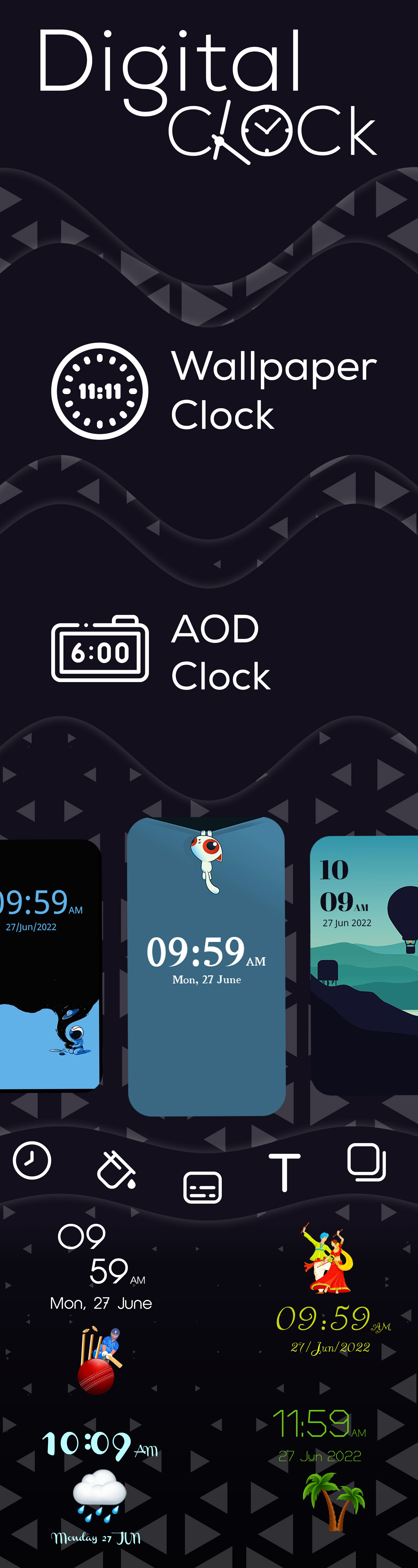 Digital Clock LWP - Digital Clock AOD - Always On Display - Live Wallpaper - Best Clock On Display